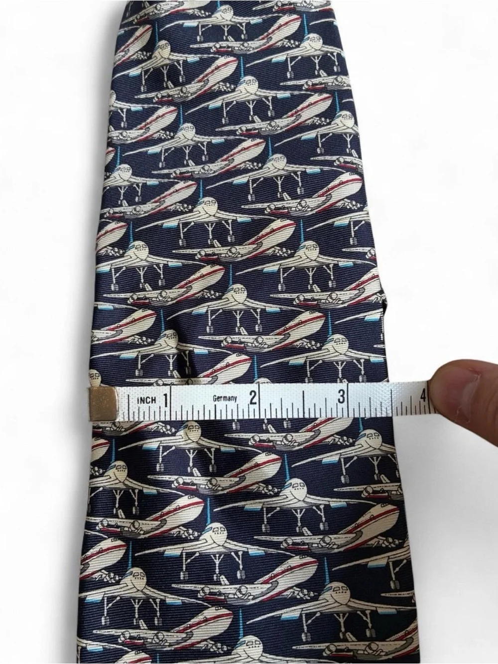 Vintage Silk Tie Airplane Print Made in Italy